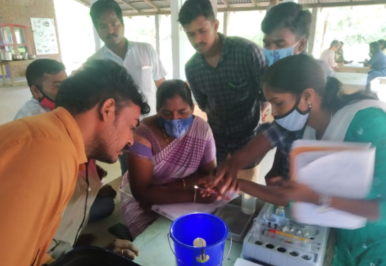 Keystone team working with locals and teachers from Andukuppam village to devise a water security plan