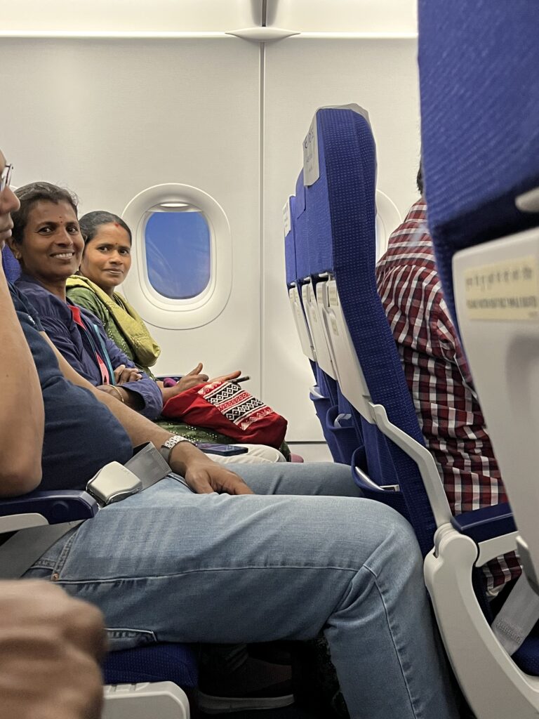 Ponnamma and Manimegalai on their first flight! Photo Credit: Vidya