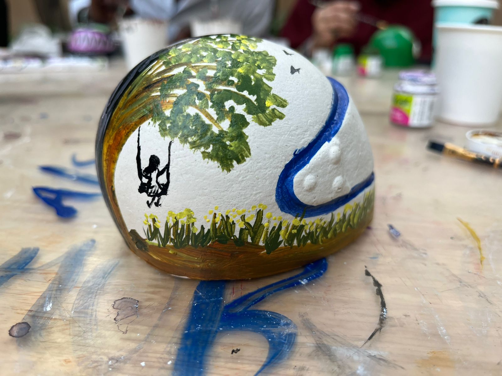 Painting clay helmet