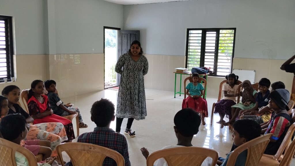 Climate educator interacting with students