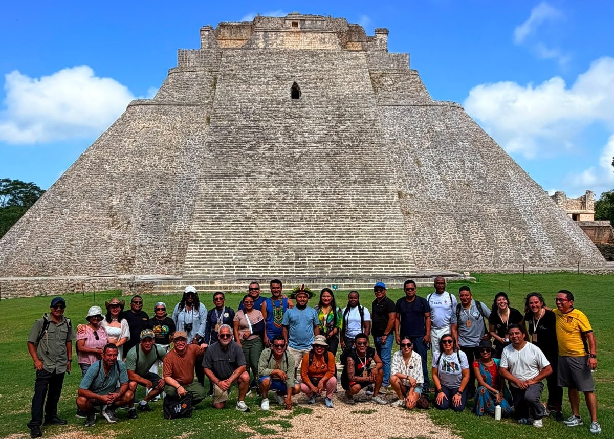 Ancient fire group at the Uxmal Mayan site