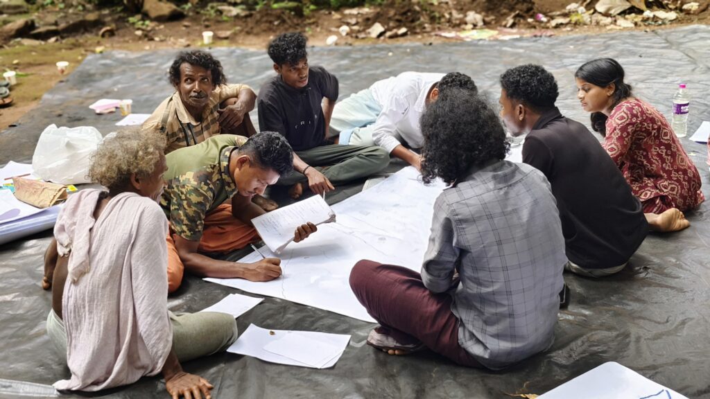 Community members participating habitat mapping process